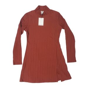 Reformation Libra Knit Dress Turtleneck Side Slit Oxide Fall Autumn NWT 🍁🍂